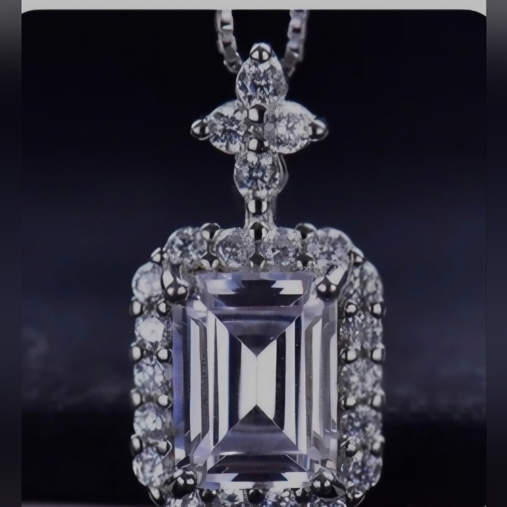 Certified‎ 925 Sterling Silver 1CT Moissanite Pendant Necklace NWT